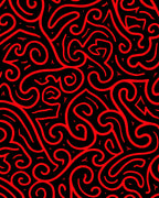 Red Swirl Abstract Continuous Pattern Rug
