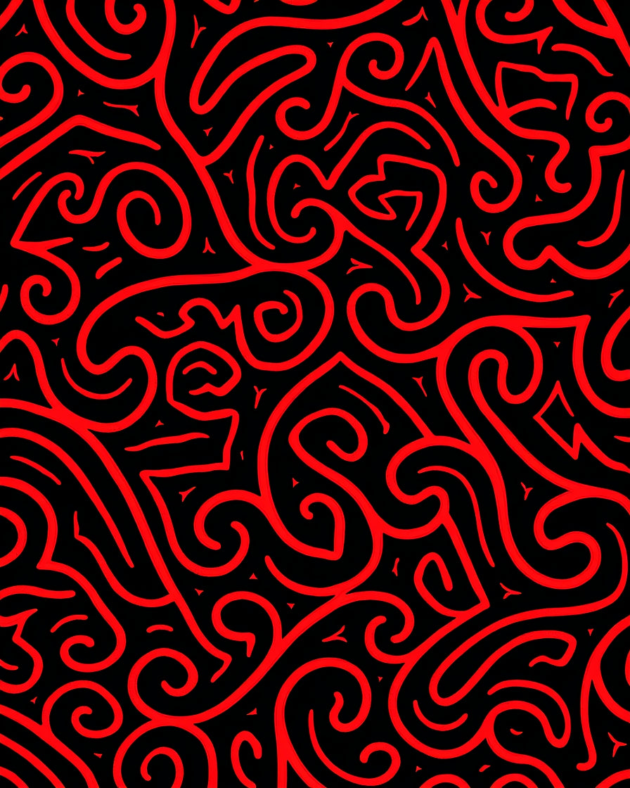 Red Swirl Abstract Continuous Pattern Rug