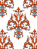 Orange Grey Scroll Pattern Rug