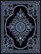 Intricate Blue Floral Mandala Pattern Rug