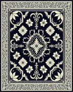 Classic Floral Scroll Border Pattern Rug