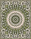 Green Floral Sunburst Art Rug