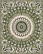 Green Floral Sunburst Art Rug