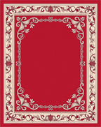 Ornate Red Cream Floral Scroll Frame Rug
