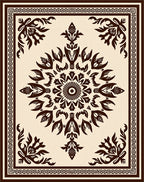 Dark Brown Floral Medallion Cream Rug
