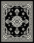 Classic Black Ivory Floral Mandala Rug