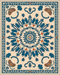 Blue Orange Intricate Mandala Rug