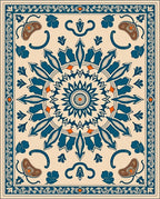 Blue Orange Intricate Mandala Rug