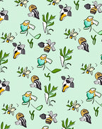 Whimsical Bees and Leaves Pattern Rug