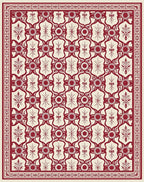 Elegant Red Floral Scroll Rug