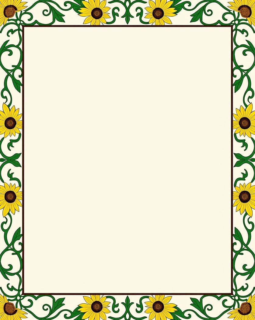 Yellow Sunflowers Vine Border Rug