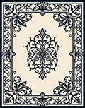 Classic Black Cream Floral Scroll Rug