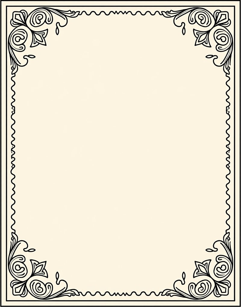 Ornate Black Scroll Floral Design Rug