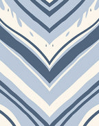 Abstract Blue Wavy Chevron Pattern Rug