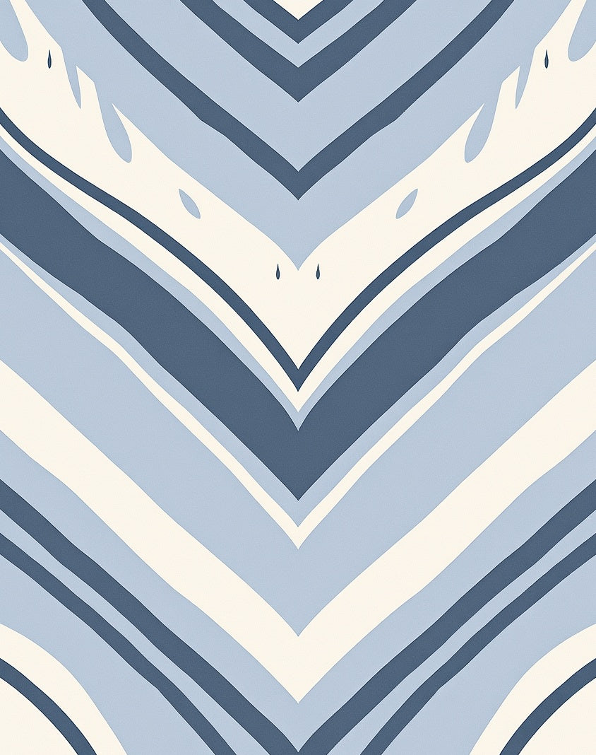 Abstract Blue Wavy Chevron Pattern Rug