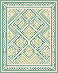 Geometric Patterned Green Cream Rug
