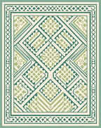 Geometric Patterned Green Cream Rug