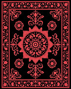 Intricate Red Floral Mandala Design Rug