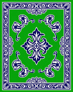 Bright Green Floral Swirl Pattern Rug