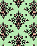 Black Pink Floral Damask Pattern Rug