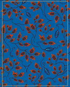 Vibrant Blue Autumn Leaf Branch Rug