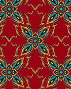 Crimson Floral Pattern With Gold Accents Rug