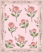 Vintage Pink Rose Floral Pattern Rug