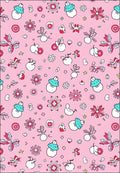 Whimsical Pink Cartoon Animals Flowers Rug