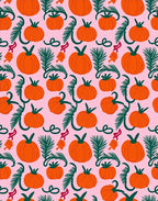 Orange Pumpkin Pine Green Foliage Rug