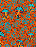 Retro Mushroom Swirls Pattern Design Rug