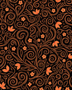 Orange Floral Swirl Pattern Rug