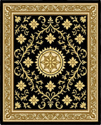 Black Gold Floral Medallion Garden Rug