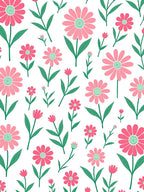Pink Green Floral Pattern Design Rug