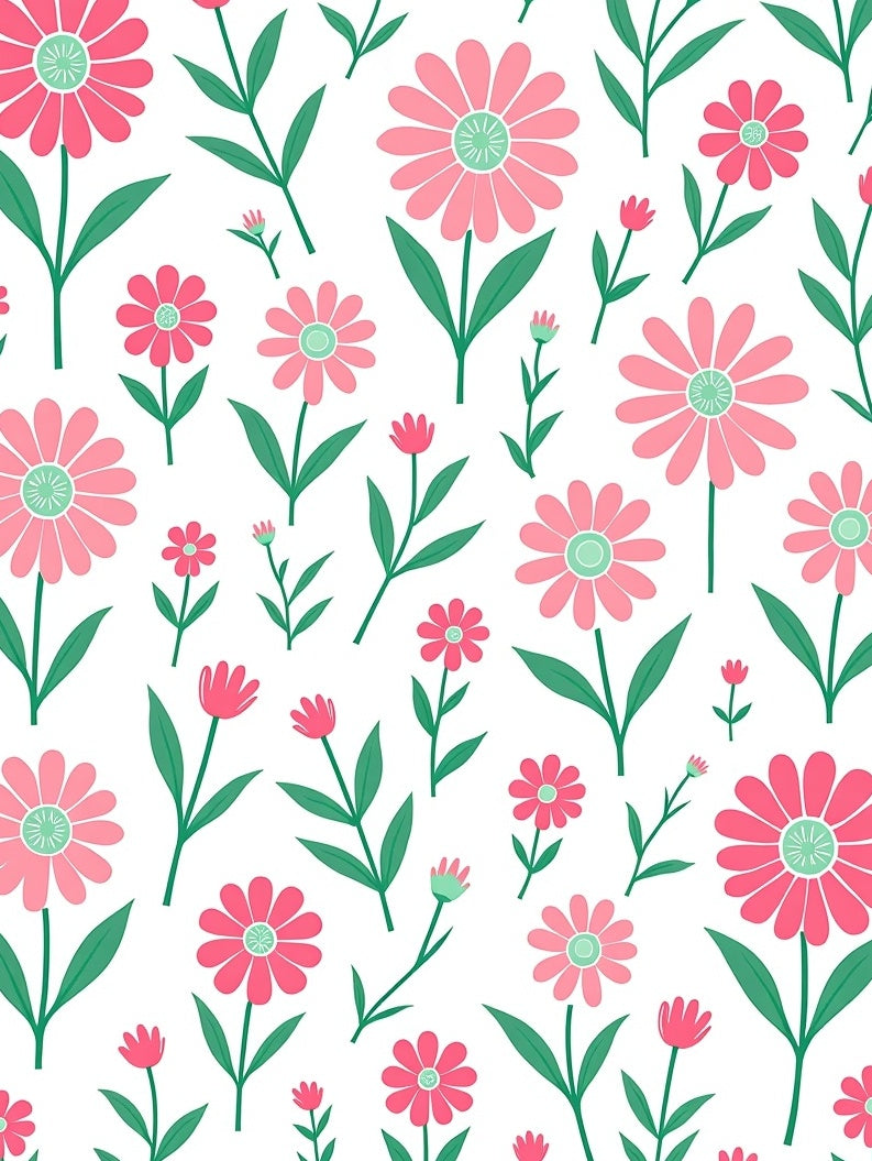 Pink Green Floral Pattern Design Rug