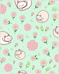 Sweet Sleeping Cats Floral Print Rug