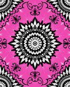 Striking Black White Mandala Pattern Rug