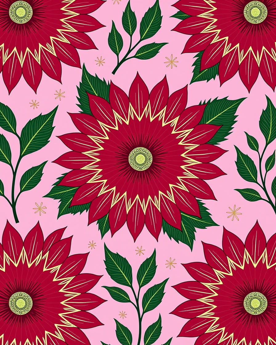 Crimson Yellow Burst Floral Garden Rug