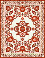 Ornate Floral Bordered Classic Design Rug