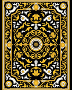 Elegant Black Gold Floral Pattern Rug