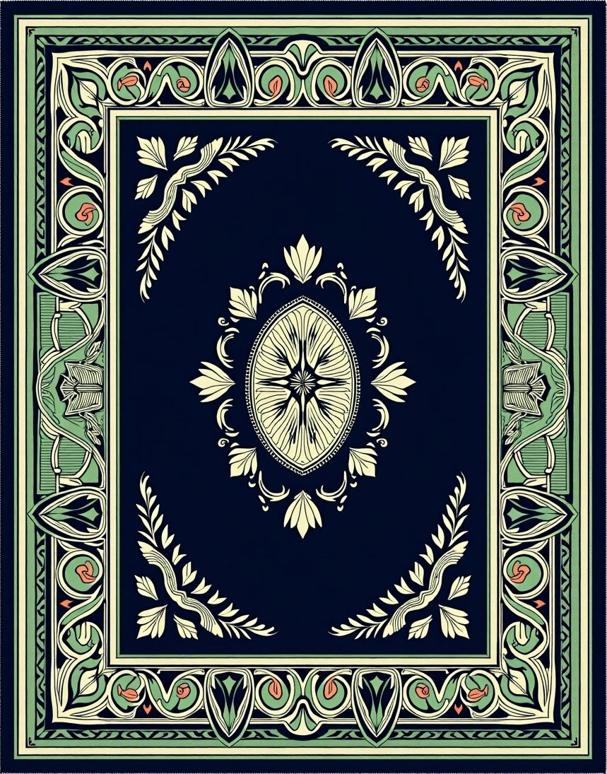 Art Nouveau Floral Border Design Rug