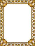 Ornate Gold Floral Border Design Rug