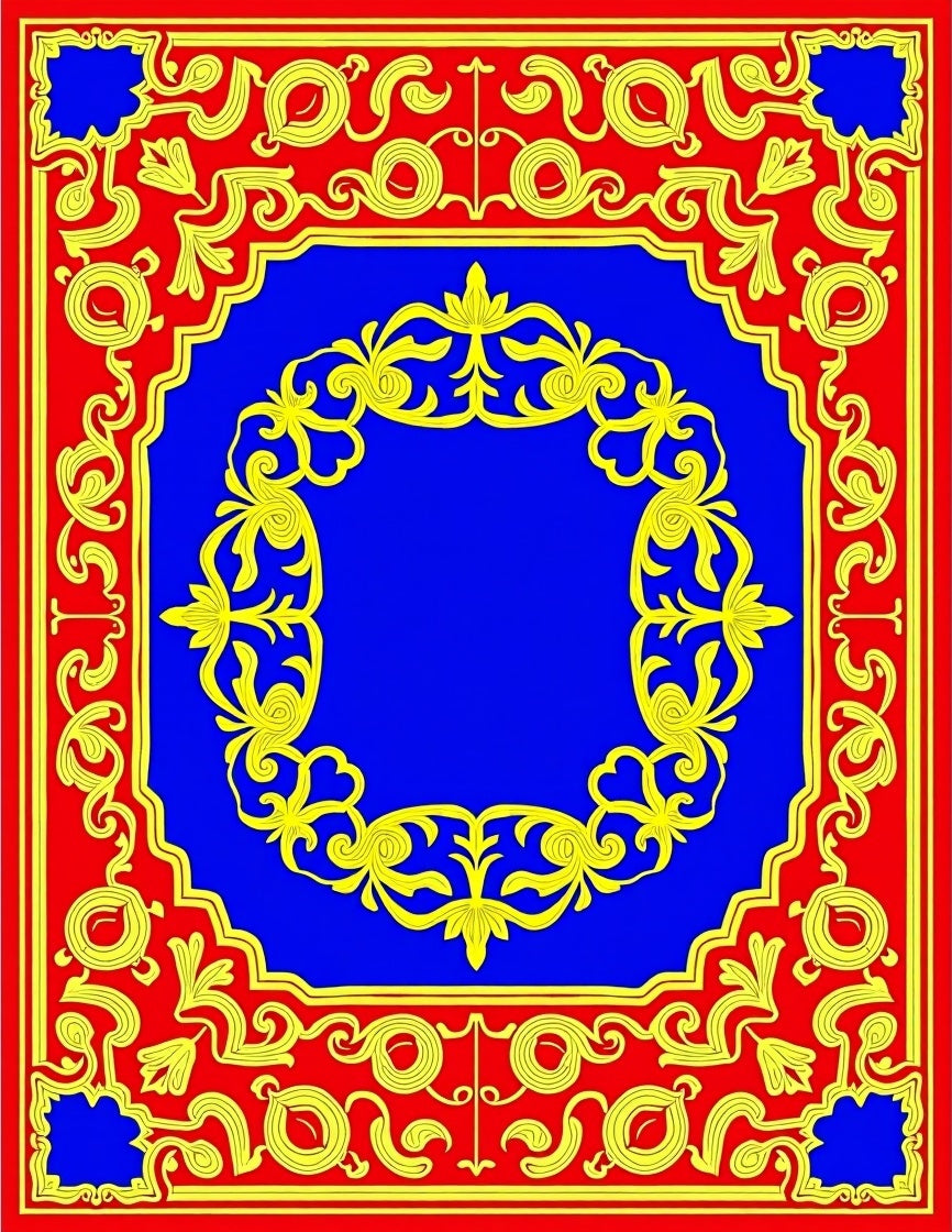 Rich Red Blue 2 Tone Palatial Rug