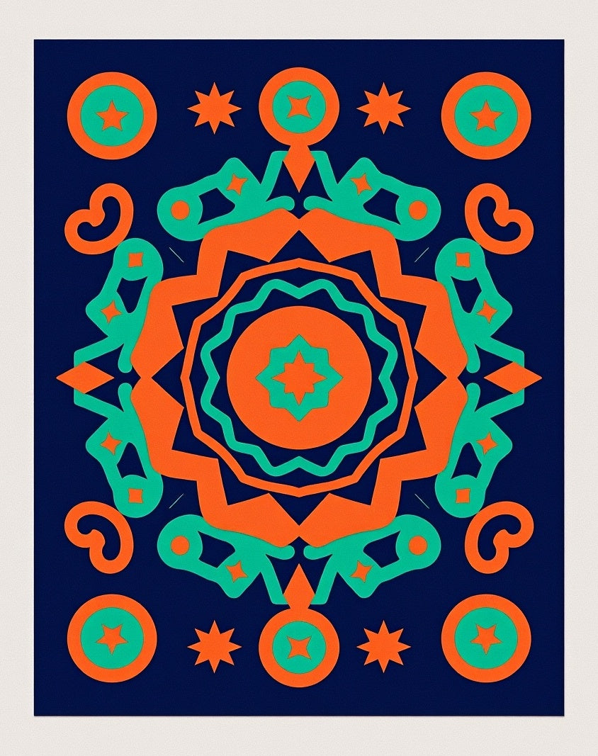 Bold Geometric Starburst Mandala Rug