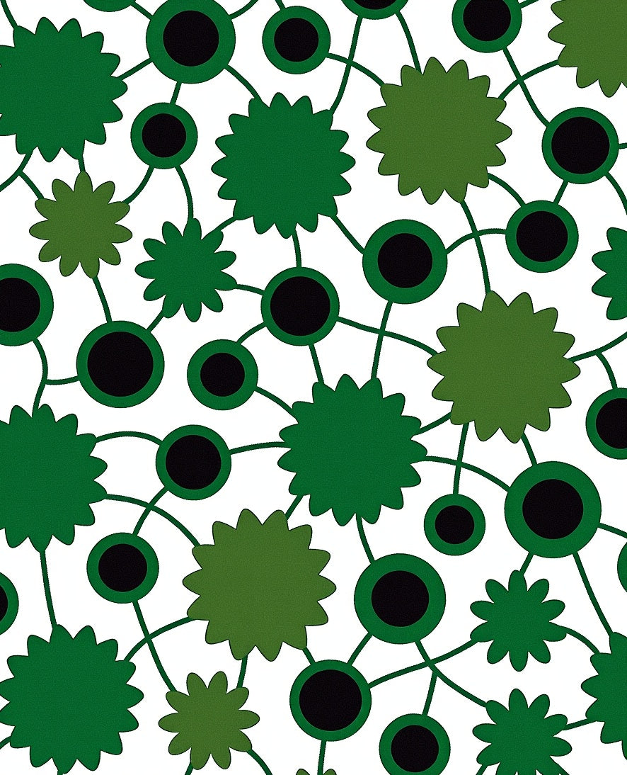 Green Spiky Circles Pattern Rug