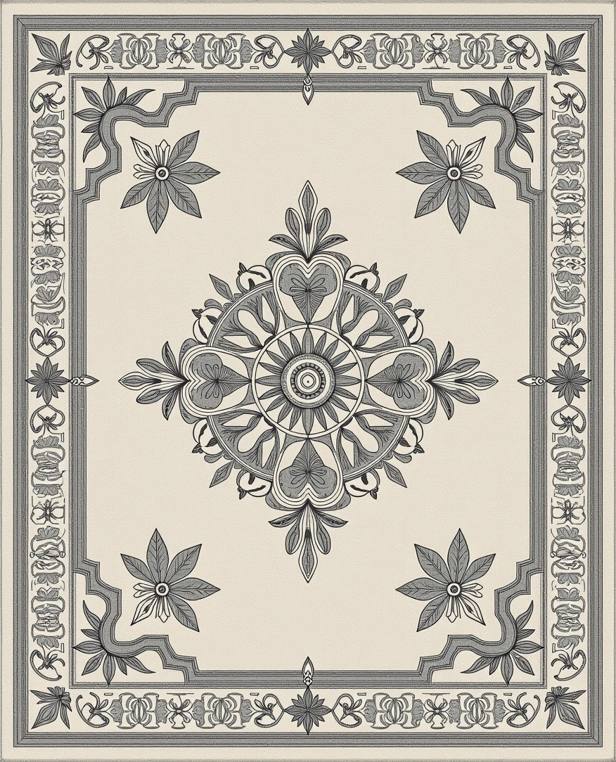 Ornate Floral Medallion Vintage Style Rug