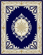 Regal Blue Floral Medallion Rug