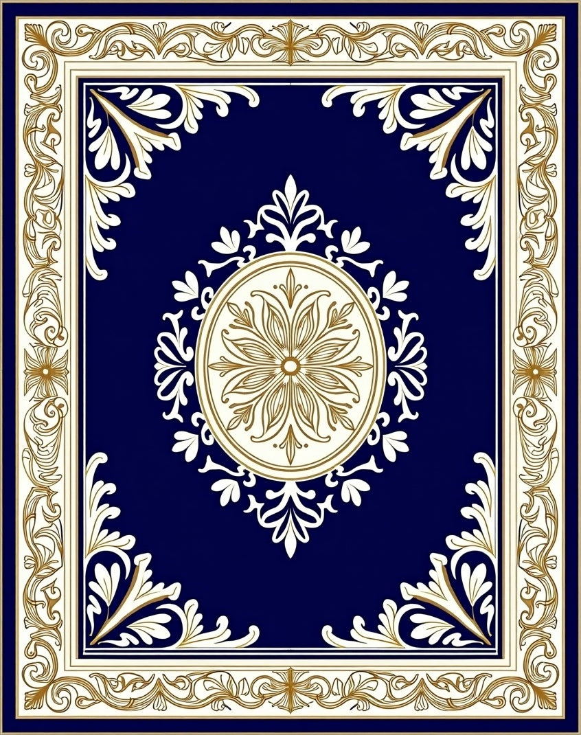 Regal Blue Floral Medallion Rug