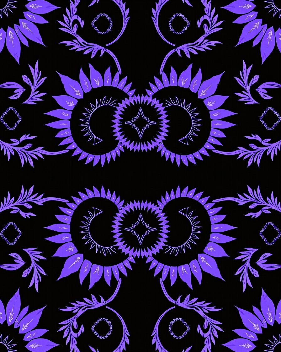 Bold Purple Sunburst Floral Pattern Rug