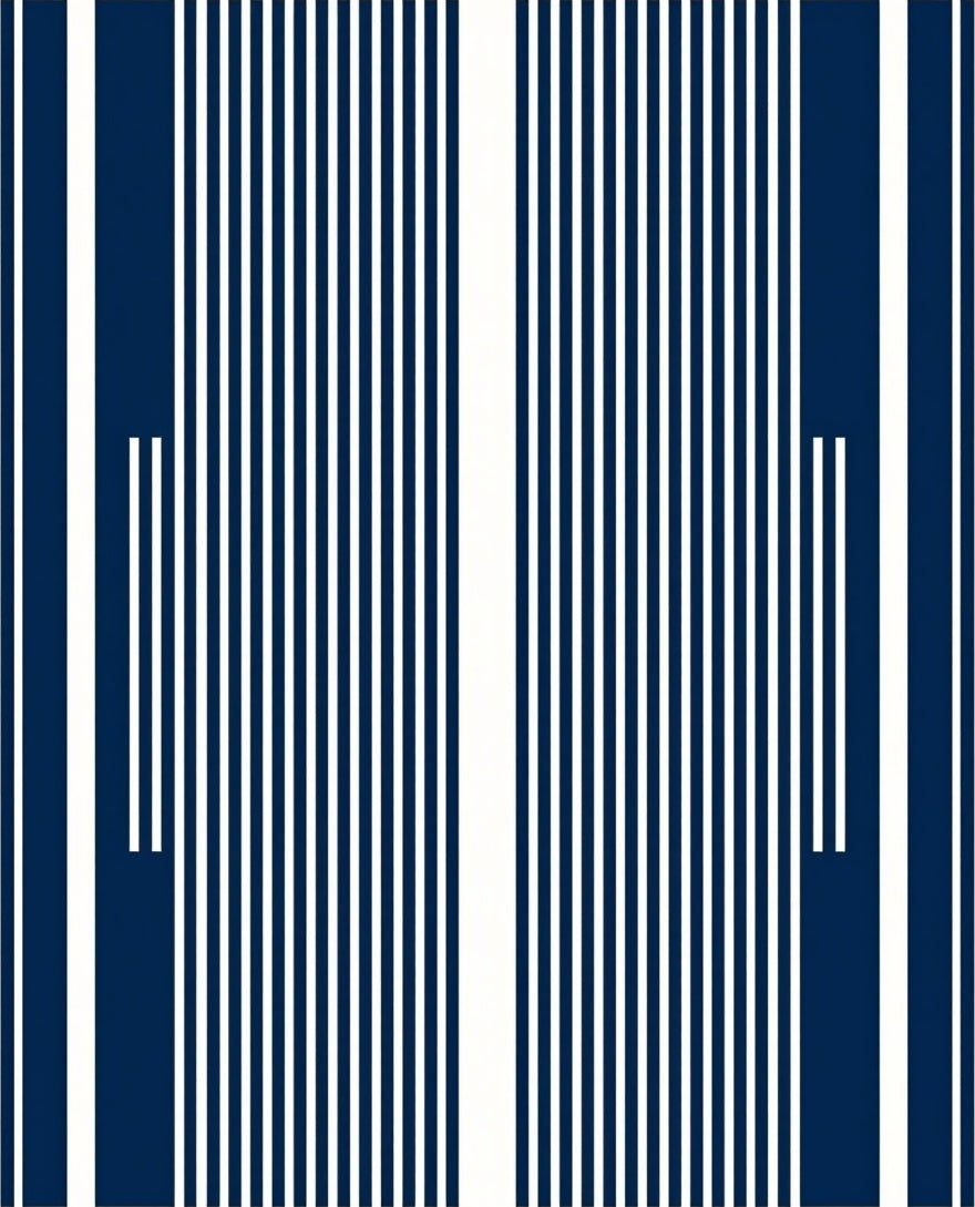 Navy And White Vertical Stripes Pattern Rug