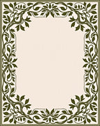 Green Floral Vine Border Design Rug